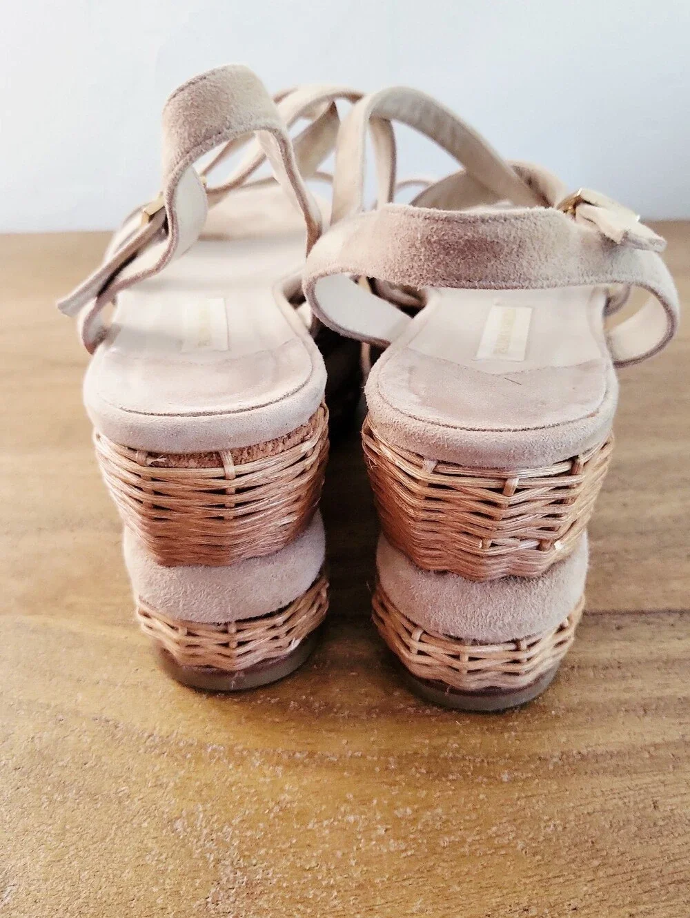 Paloma Barcelo Wicker & Suede Platform Sandals Size 40 / US 9-9.5